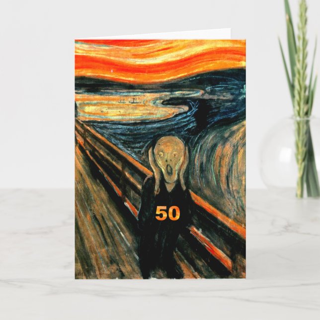 50th Birthday Gifts, The Scream 50! Card (Front)