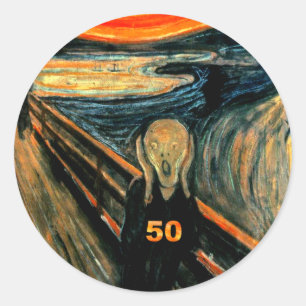 50th Birthday Gifts, The Scream 50! Classic Round Sticker