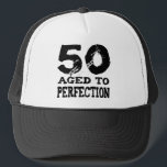 50th Birthday Gifts! Trucker Hat<br><div class="desc">50th Birthday Gifts and Apparel featuring the words 50, Aged to Perfection! High resolution and far superior quality so you can order with confidence.</div>
