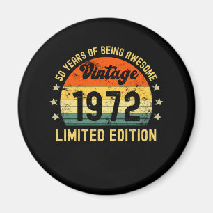 50th birthday gifts vintage 1972 limited edition magnet