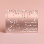 50th Birthday Glitter Rose Gold Invitation<br><div class="desc">Elegant and chic 50th birthday party invitation featuring "50 & Fabulous" written in stylish white script against a rose gold background,  with rose gold faux glitter dripping down. You can personalize with her name and the party details.</div>