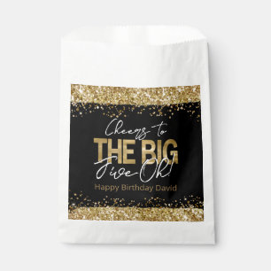 50th Birthday Gold and Black Big Five-Oh Favour Bag
