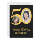 50th birthday gold black photo personalized