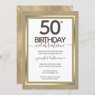 50th Birthday Gold Formal Invitation