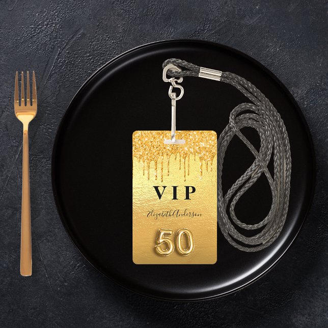 50th birthday gold glitter drips badge (Creator Uploaded)