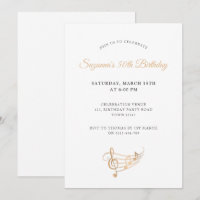 50th Birthday Gold Music Notes Elegant