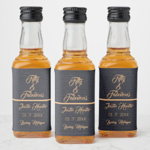 50th Birthday Gold Name Mini  Liquor Labels