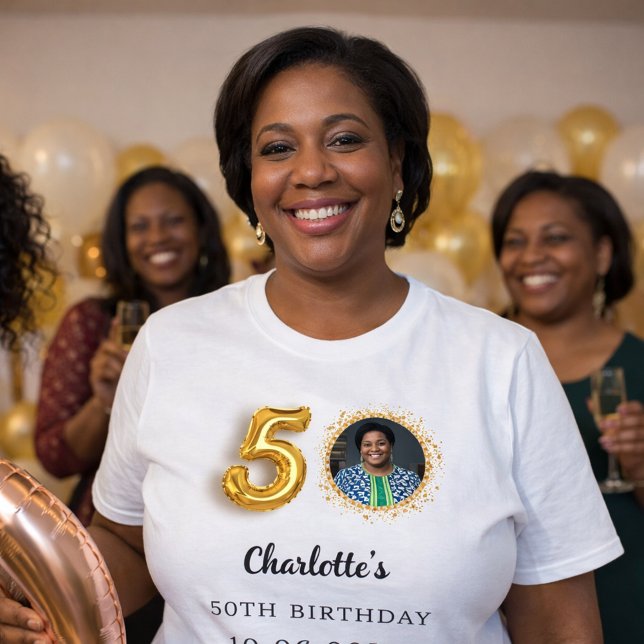 50th birthday gold photo T-Shirt (Creator Uploaded)