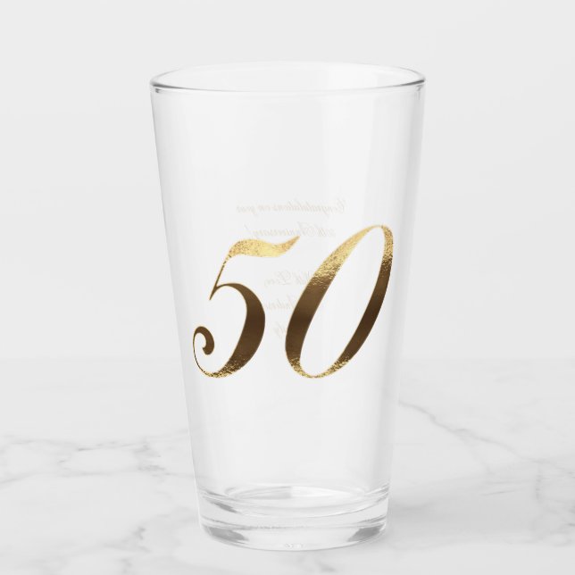 50th Birthday Golden Wedding Anniversary Glass (Front)