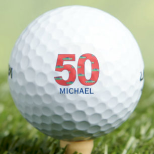 50th birthday golf balls 50 years cars initials