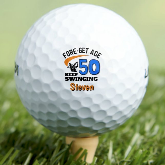 50th birthday golf balls 50 years funny gift blue (Creator Uploaded)