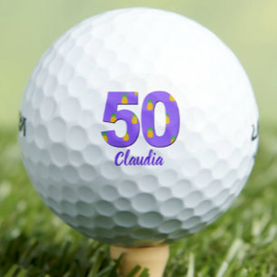 50th birthday golf balls purple 50 years old gift