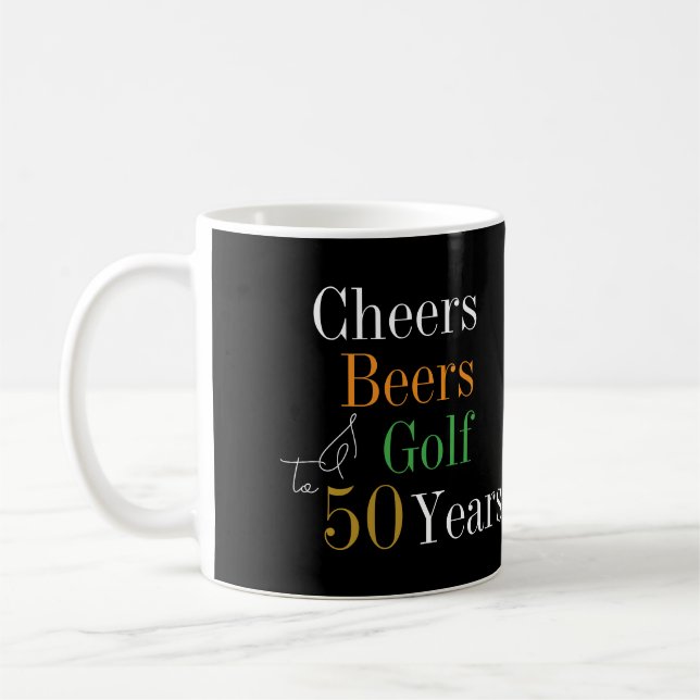 50th Birthday Golf Cheers Beers Coffee Mug (Left)