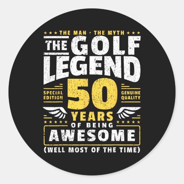 50th Birthday Golf Player 50 Years Old Golfer  Classic Round Sticker (Front)