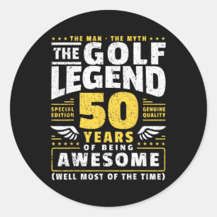 50th Birthday Golf Player 50 Years Old Golfer Classic Round Sticker