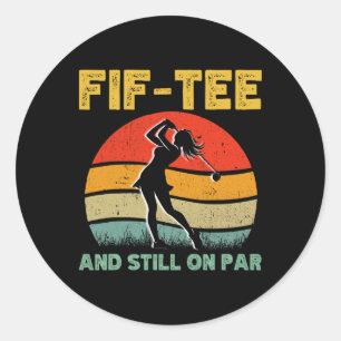 50th Birthday Golf Women's Design Retro 50 Year Ol Classic Round Sticker