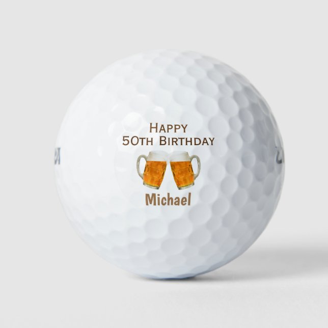 50th Birthday Golfer Beer Cheers Golf Balls (Front)