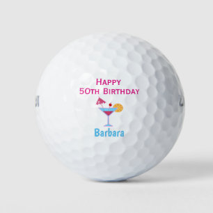 50th Birthday Golfer Cute Pink Martini Golf Balls