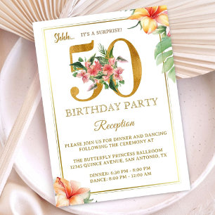 50th Birthday Hawaiian Tropical Party Reception Invitation