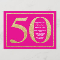 50th Birthday Hot Pink and Gold Glitter
