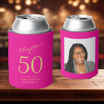 50th Birthday Hot Pink Gold Photo Template Can Cooler<br><div class="desc">Celebrate your loved one's birthday in style with a personalized hot pink and gold birthday can cooler featuring their favourite photo. Discover how this high-quality,  customizable cooler can elevate any birthday celebration and create a lasting impression for the birthday honoree.</div>