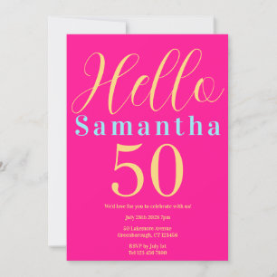 50th Birthday Hot Pink Party Invitation