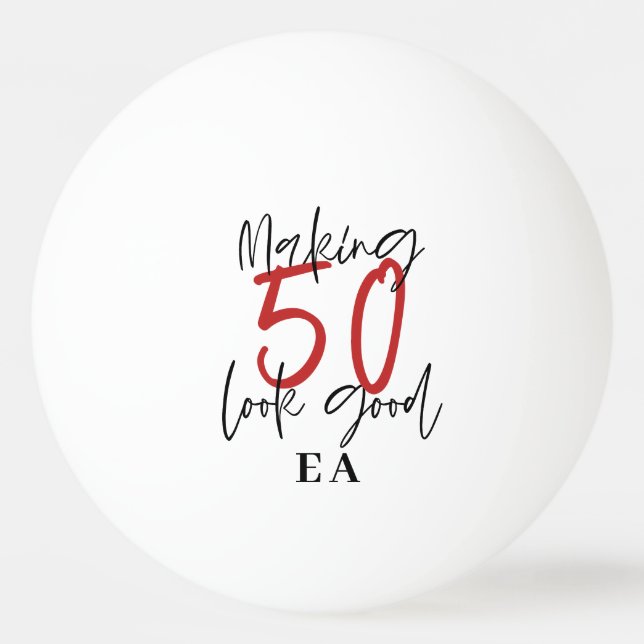 50th birthday initials personalized favor gift ping pong ball (Front)