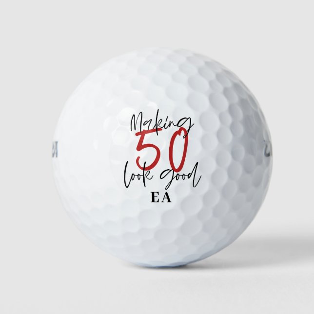 50th birthday initials personalized favour gift golf balls (Front)