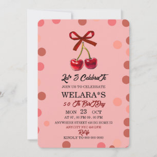 50th Birthday Invitation, 50th Invite, pink Invitation