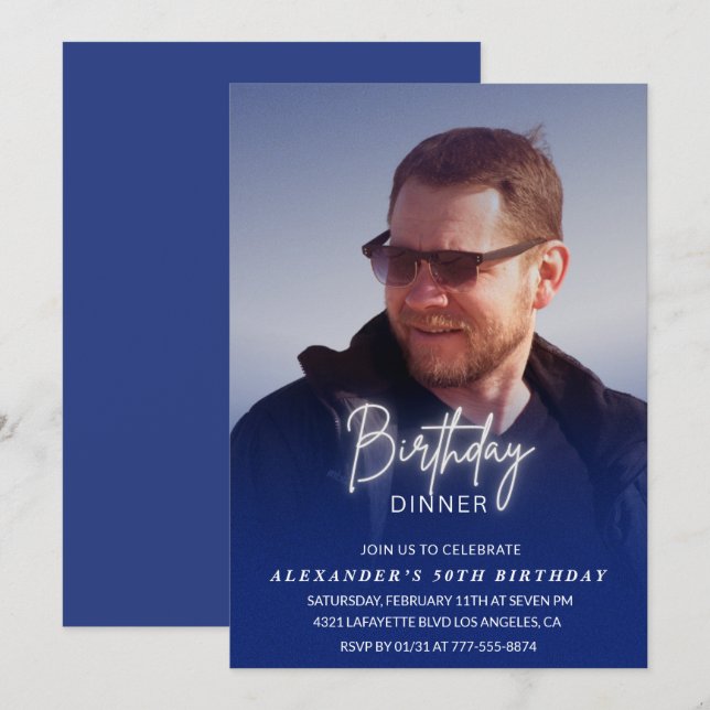 50th birthday invitation Birthday Dinner Photo Men (Front/Back)