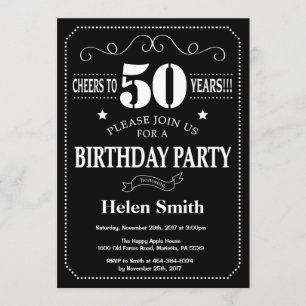 50th Birthday Invitation Chalkboard
