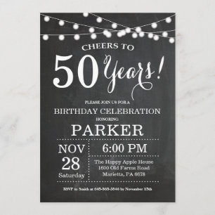 50th Birthday Invitation Chalkboard