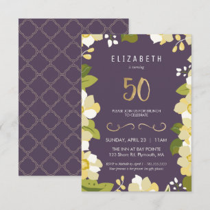 50th Birthday Invitation Customize Floral Fiftieth