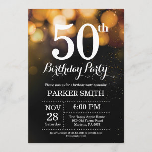 50th Birthday Invitation Gold Glitter