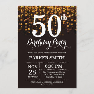 50th Birthday Invitation Gold Glitter