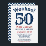 50th Birthday Invitation Mens Navy Blue<br><div class="desc">A funny and striking 50th birthday invitation for a husband,  friend,  father or grandad.</div>