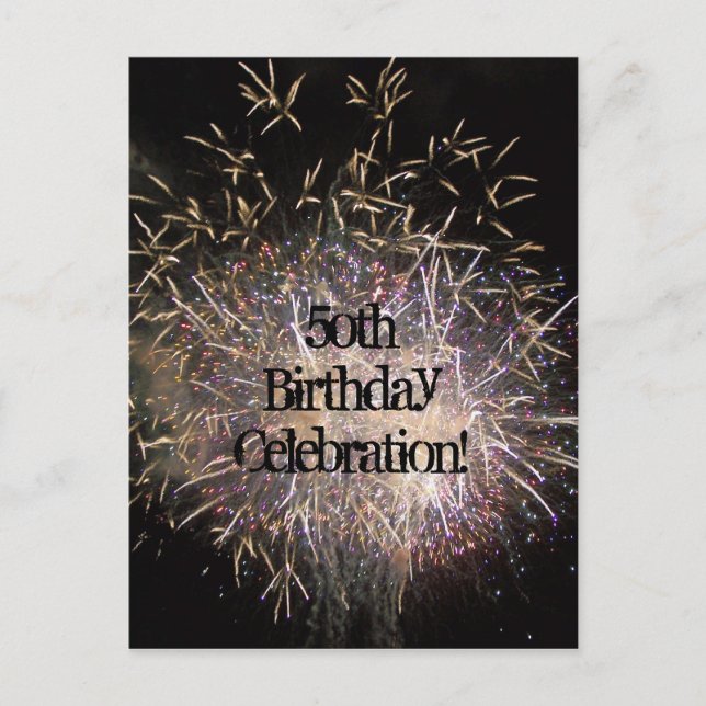 50th Birthday Invitation Postcard (Customize) (Front)