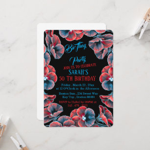 50th Birthday Invitation Template, Floral Invite,