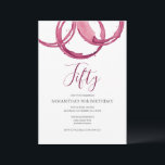 50th Birthday Invitations Adult Wine Party<br><div class="desc">These modern birthday invitations feature burgundy wine circles. The word "fifty" is set in elegant typography. Use the template fields to add your simple 50th party details. Perfect for an adult birthday party with a sip sip hooray or aged to perfection theme.</div>