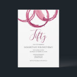 50th Birthday Invitations Adult Wine Party<br><div class="desc">These modern birthday invitations feature burgundy wine circles. The word "fifty" is set in elegant typography. Use the template fields to add your simple 50th party details. Perfect for an adult birthday party with a sip sip hooray or aged to perfection theme.</div>