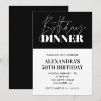 50th birthday invitations Birthday Dinner Elegant