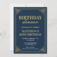 50th birthday invitations Birthday dinner Men