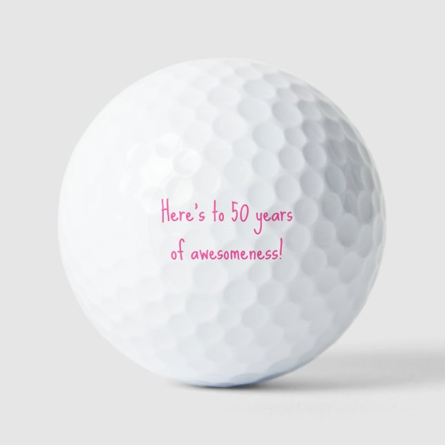 50th Birthday Lady Golfer Pink Quote Elegant  Golf Balls (Front)