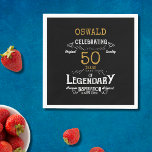 50th Birthday Legendary Black Gold Retro Napkin<br><div class="desc">For those celebrating their 50th birthday we have the ideal birthday party napkins with a vintage feel. The black background with a white and gold vintage typography design design is simple and yet elegant with a retro feel. Easily customize the text of this birthday gift using the template provided. Part...</div>