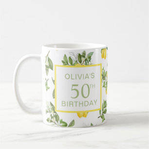 50th Birthday Lemon Citrus Botanical  Coffee Mug