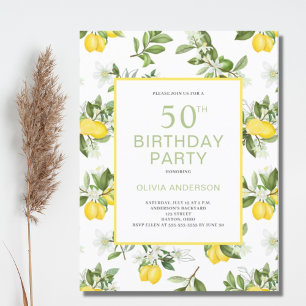 50th Birthday Lemon Citrus Invitation Postcard