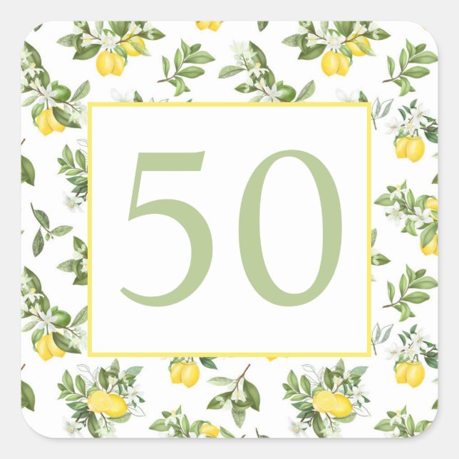 50th Birthday Lemon Citrus Square Sticker (Front)