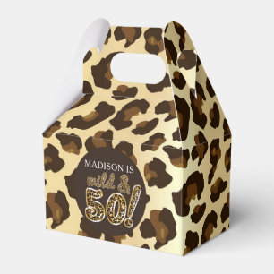 50th Birthday Leopard Balloon Script  Favor Box