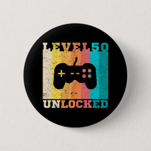 50th Birthday Level 50 Unlocked 2 Inch Round Button
