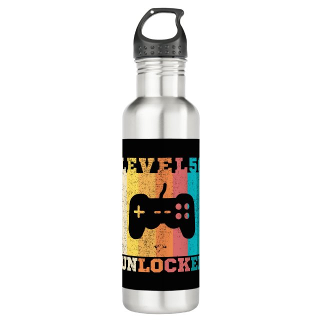 50th Birthday Level 50 Unlocked 710 Ml Water Bottle (Front)